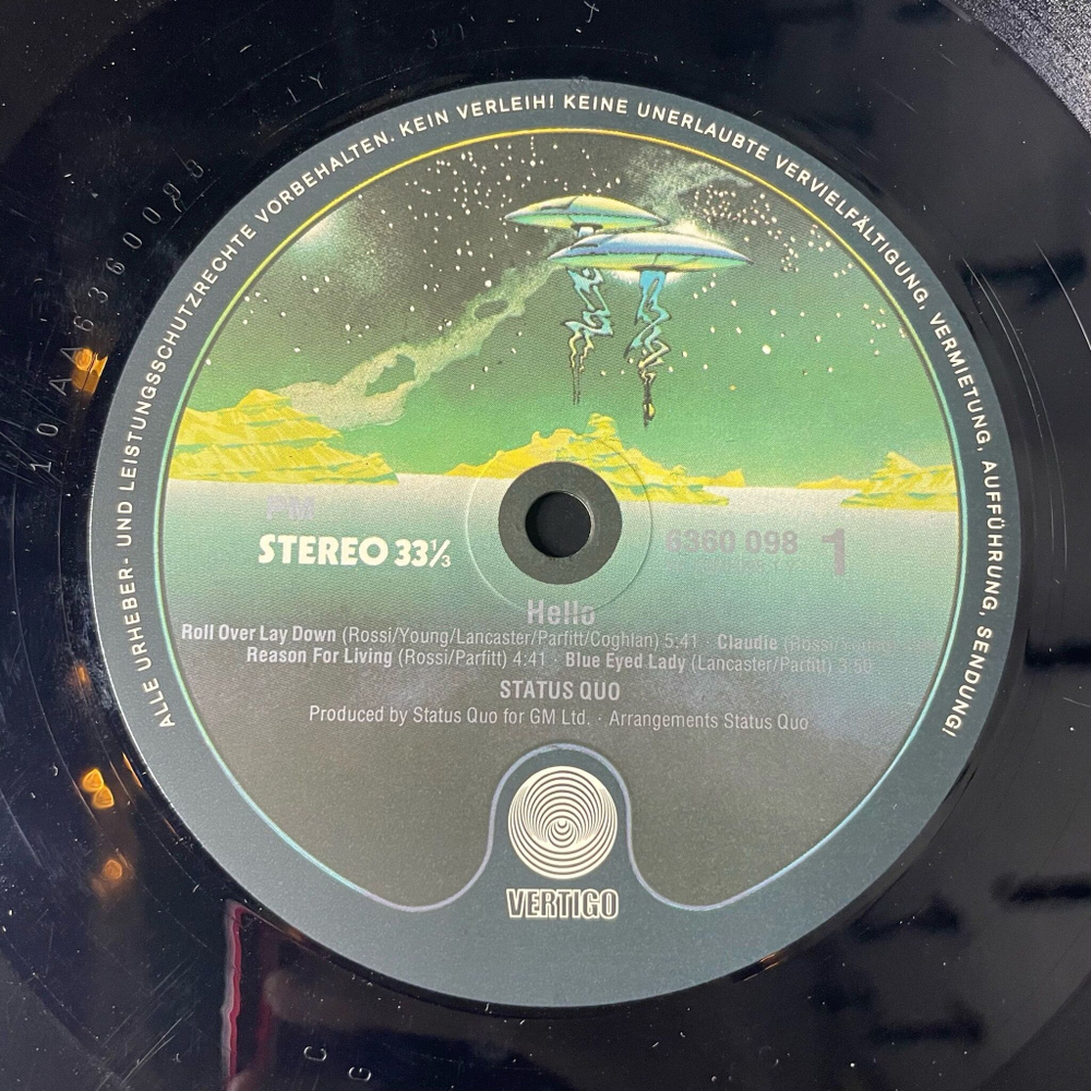 Винтажная виниловая пластинка LP Status Quo Hello (Germany 1974)