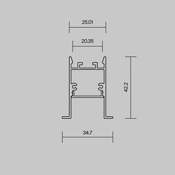 Алюминиевый профиль встраиваемый скрытого монтажа 35x42 (Черный, 2 м), ALM-3542-B-2M 632015 Led Strip 632015