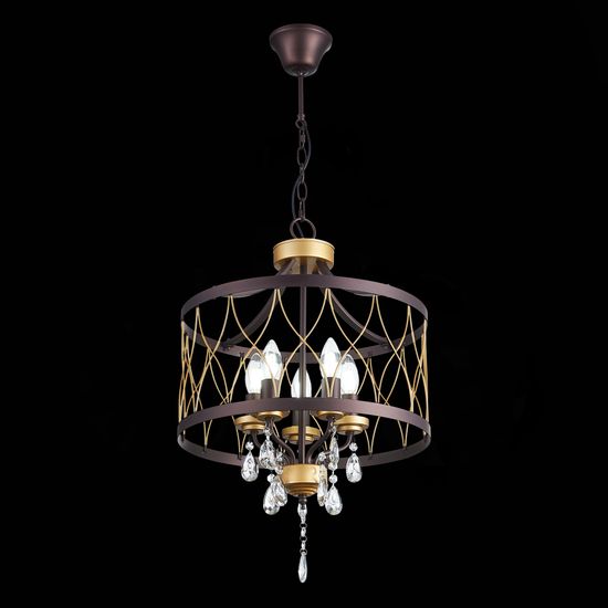 SL789.423.05 Люстра подвесная ST-Luce Темный кофе, Золото/Темный кофе, Золото, Прозрачный E14 5*60W GRASSО