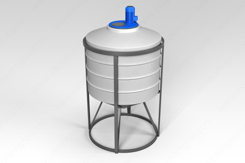 Емкость пищевая в обрешетке ЭкоПром ФМ с турбинной мешалкой 500 л. конусная (99x99x177см;белый) - арт.555710