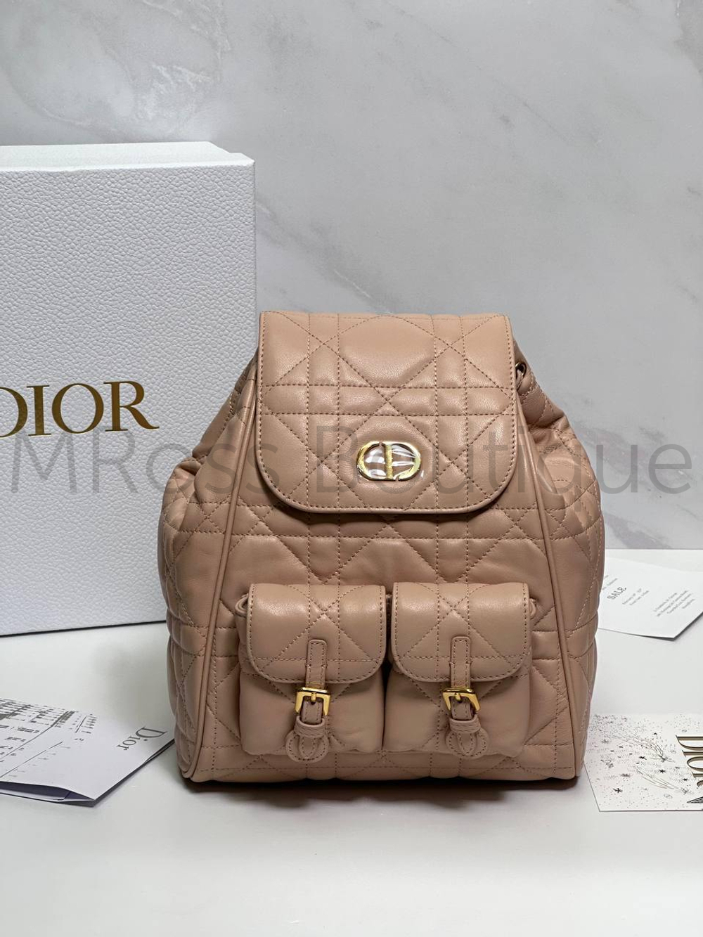 Рюкзак Dior Caro женский пудрово-розовый