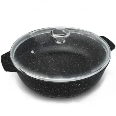 Жаровня литой алюминий 2,5л «Neva Granite» со стекл. крышкой NG6525