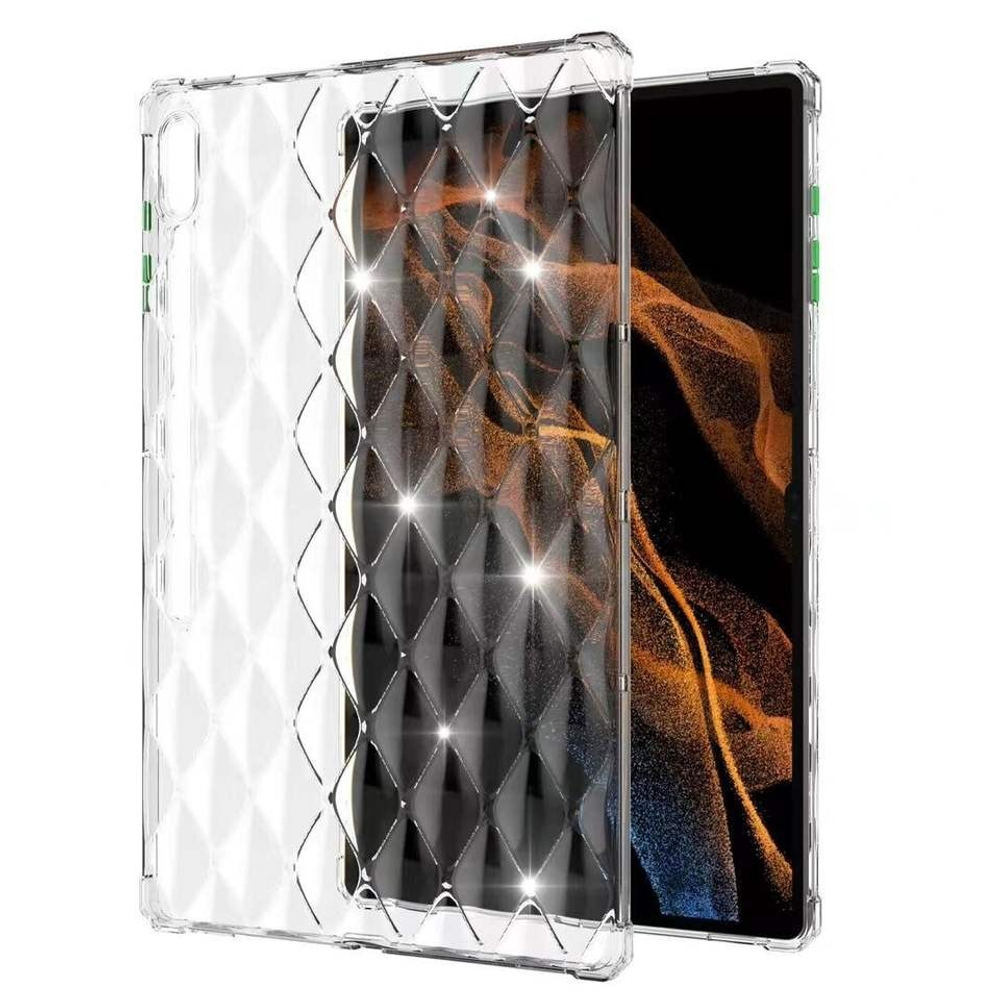 Прозрачный чехол с усиленными углами и мягким 3D ромб рисунком для планшета Samsung Galaxy Tab S8+, S7+, S7 FE 12.4 (X800, X806, T970, T730)