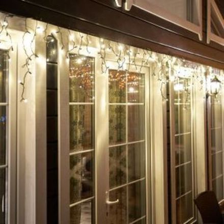 Гирлянда Айсикл (бахрома) светодиодный, 4,8 х 0,6 м, черный провод, 230 В, диоды ТЕПЛЫЙ БЕЛЫЙ, 176 L