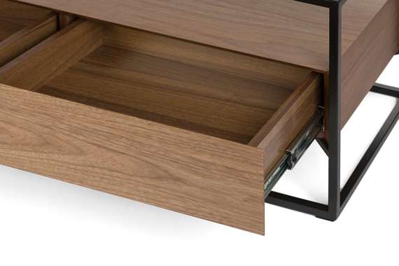 ТВ-консоль Sherwood 150х40 см, шпон ореха, стекло