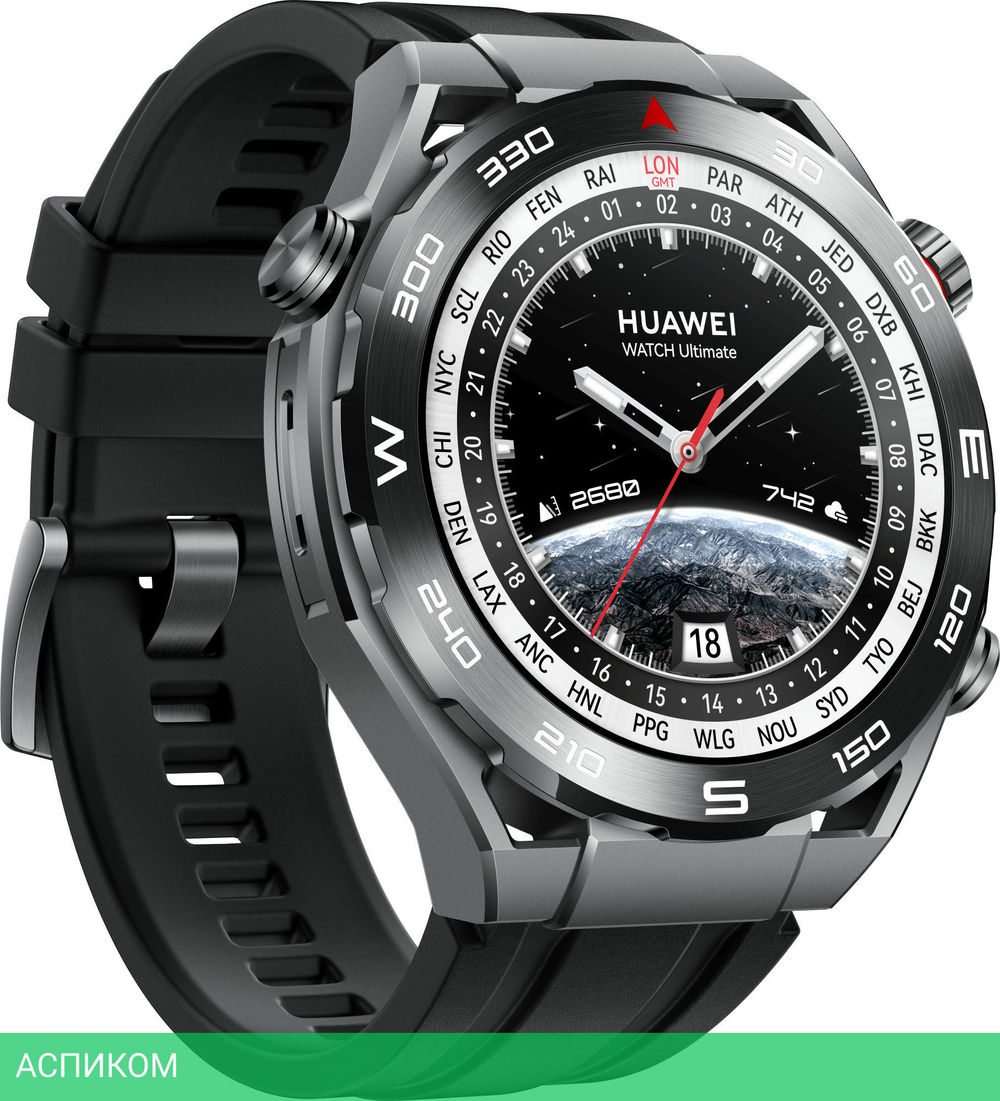 Умные часы Huawei Watch Ultimate HNBR Strap Black (55020AGP)