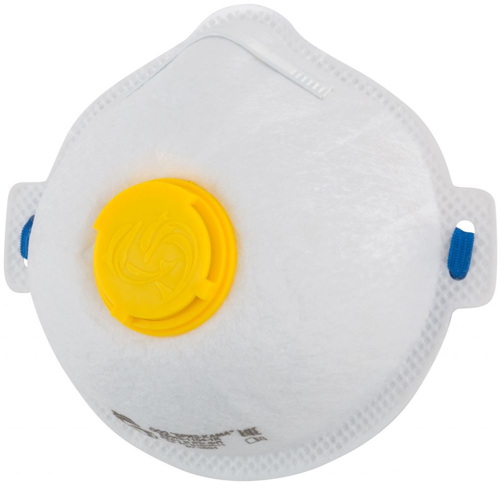 Полумаска фильтрующая формованная FFP1, с клапаном, полипропиленовая, 3-х слойная, 12317