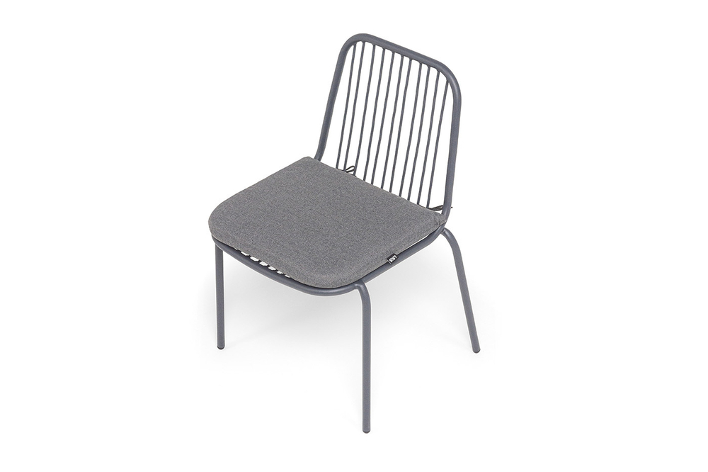 "Кастелло" стул плетеный из роупа, каркас из стали темно-серый (RAL7024) муар, ткань темно-серая 027