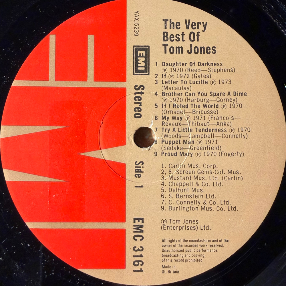Tom Jones ‎– The Very Best Of Tom Jones (Англия 1976г.) Promo