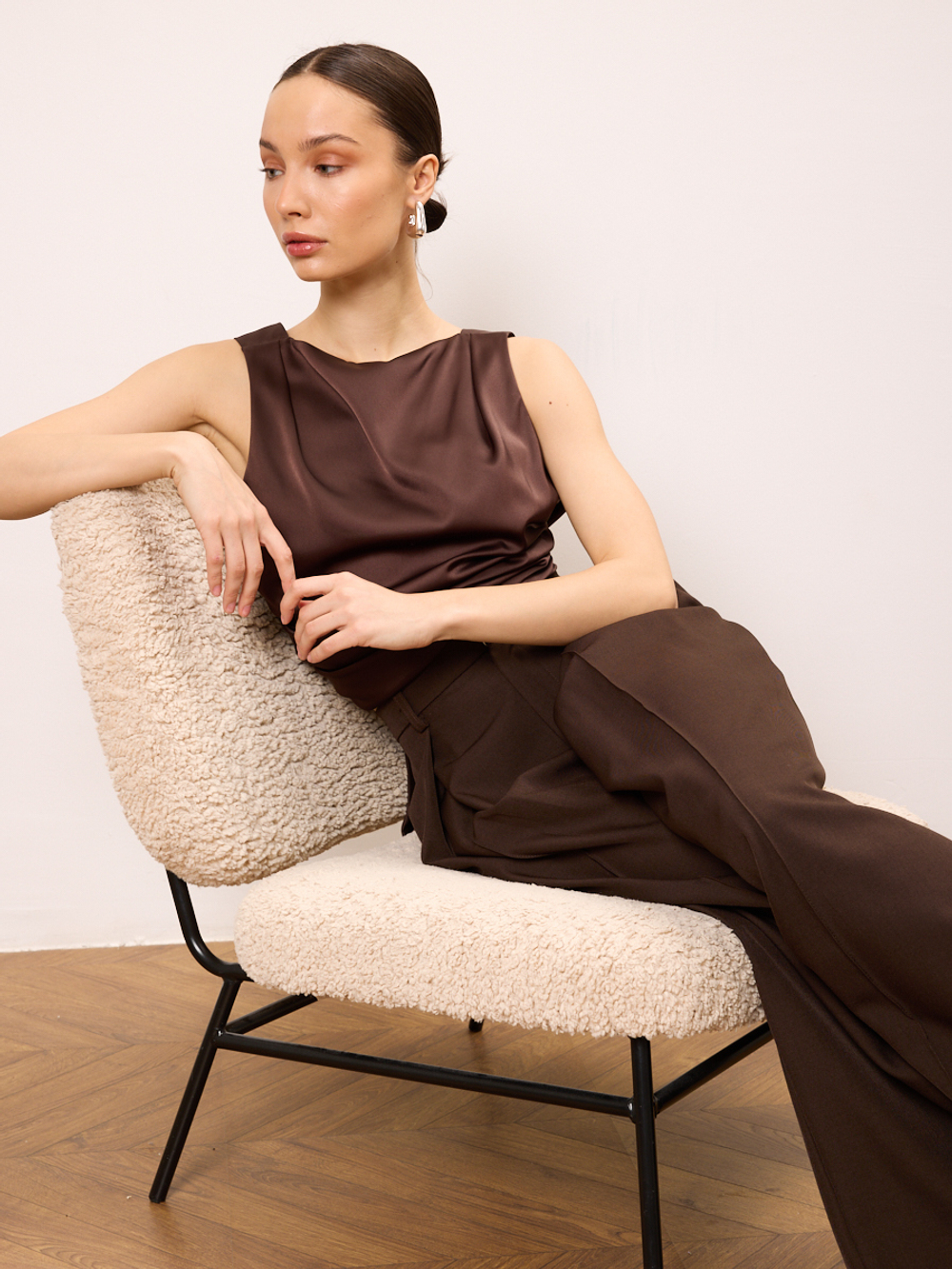 Топ блуза вечерний атласный с открытой спиной