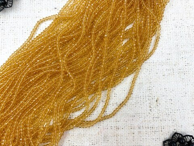 Бусины граненые Рондель, d 4 мм, 1 уп=10 нитей, 1 нить 45 см, янтарный