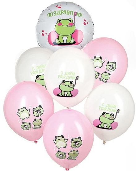 Фонтан шаров "Поздравление от милых лягушат"