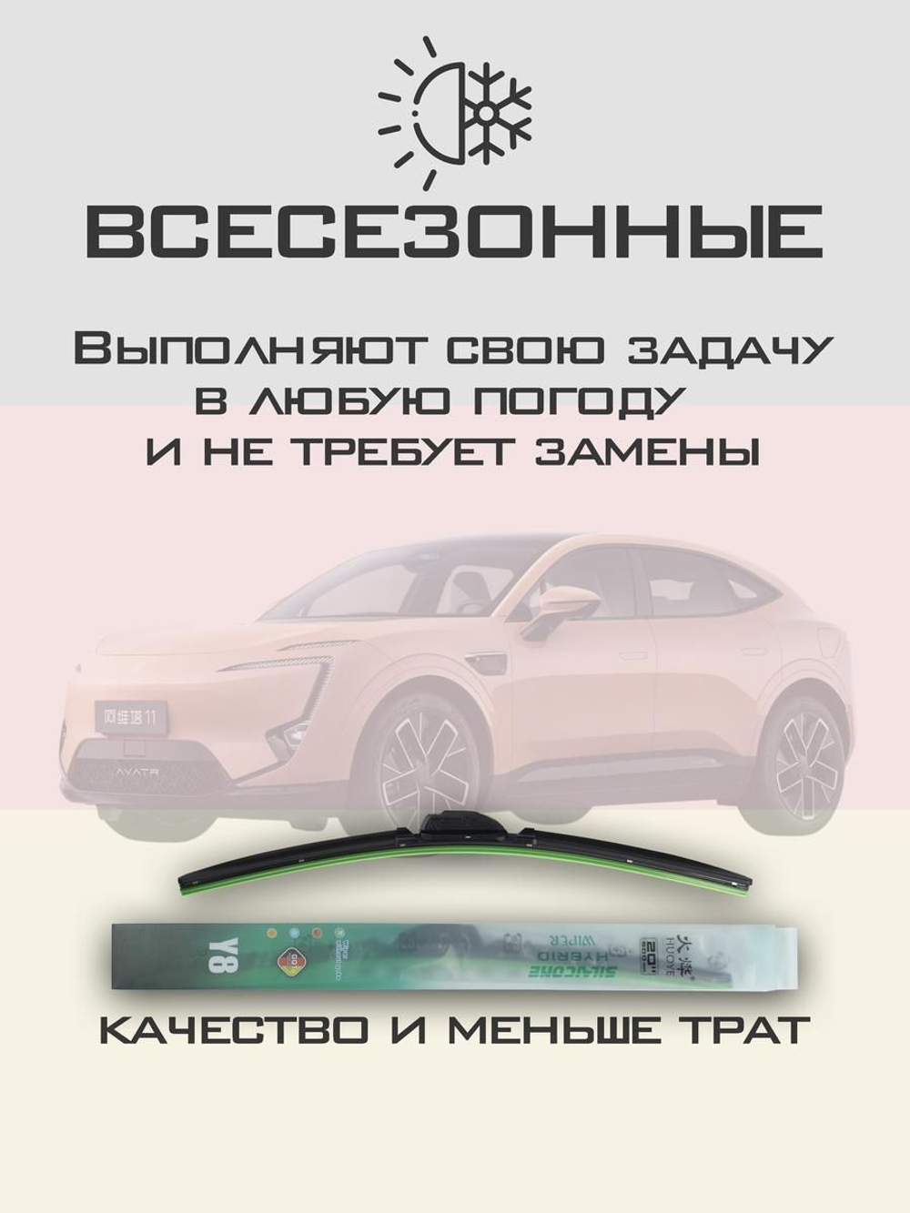 Щетки стеклоочистителя HUOYE Y8 600/525 мм на Avatr 11Changan | Push button