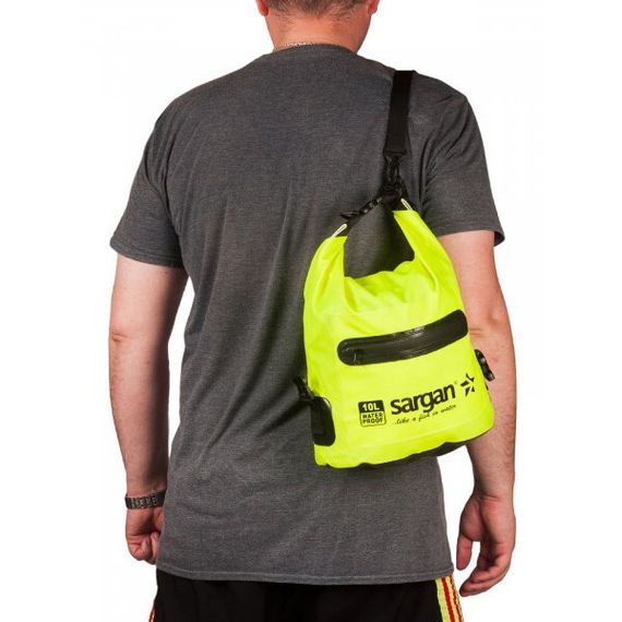 Гермосумка через плечо Sargan Пляжка с доп.карманом 10 л желтая флуор
