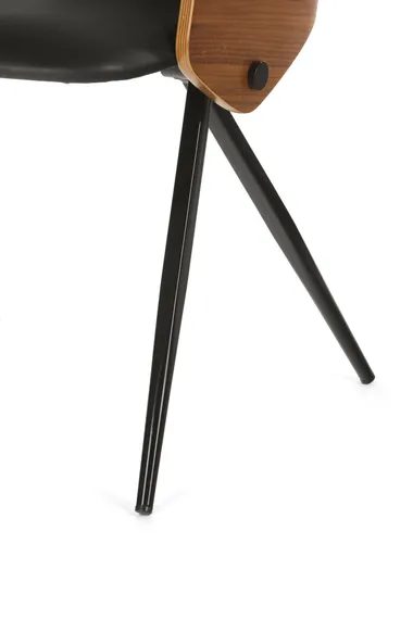 Обеденный стул Dune, черная экокожа, спинка орех