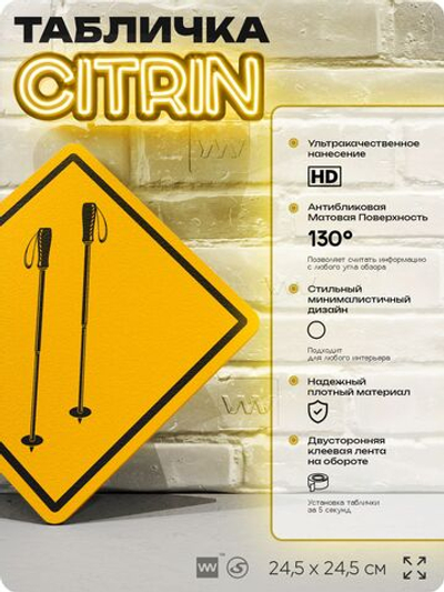 Табличка декоративная "Палки для скандинавской ходьбы" на дверь и стену, спортивная, информационная, декоративный знак, 24,5х24,5 см, пластиковая, Айдентика Технолоджи