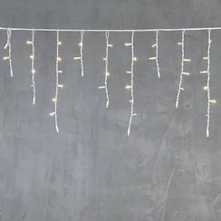 Светодиодная бахрома с колпачком 3,1*0,5 м., 120 теплых белых LED ламп, мерцание, каучуковый белый провод, LTC (LL120BLW-8-2WW)