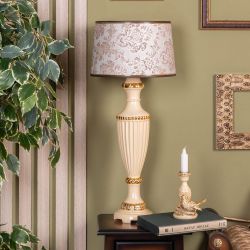 Настольная лампа Ваза Ребристая Айвори с абажуром Тюссо Vatican (Ватикан) Латте