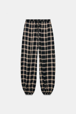 ZARA БРЮКИ-АЛАДДИН В КЛЕТКУ — ZW COLLECTION, ЧЕРНЫЙ/ЭКРЮ