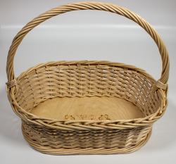 Пасхальная корзинка (глубокая) овальная с вкладышем для яиц и кулича, 36*25 см, высота 11 см, высота с ручкой 30 см