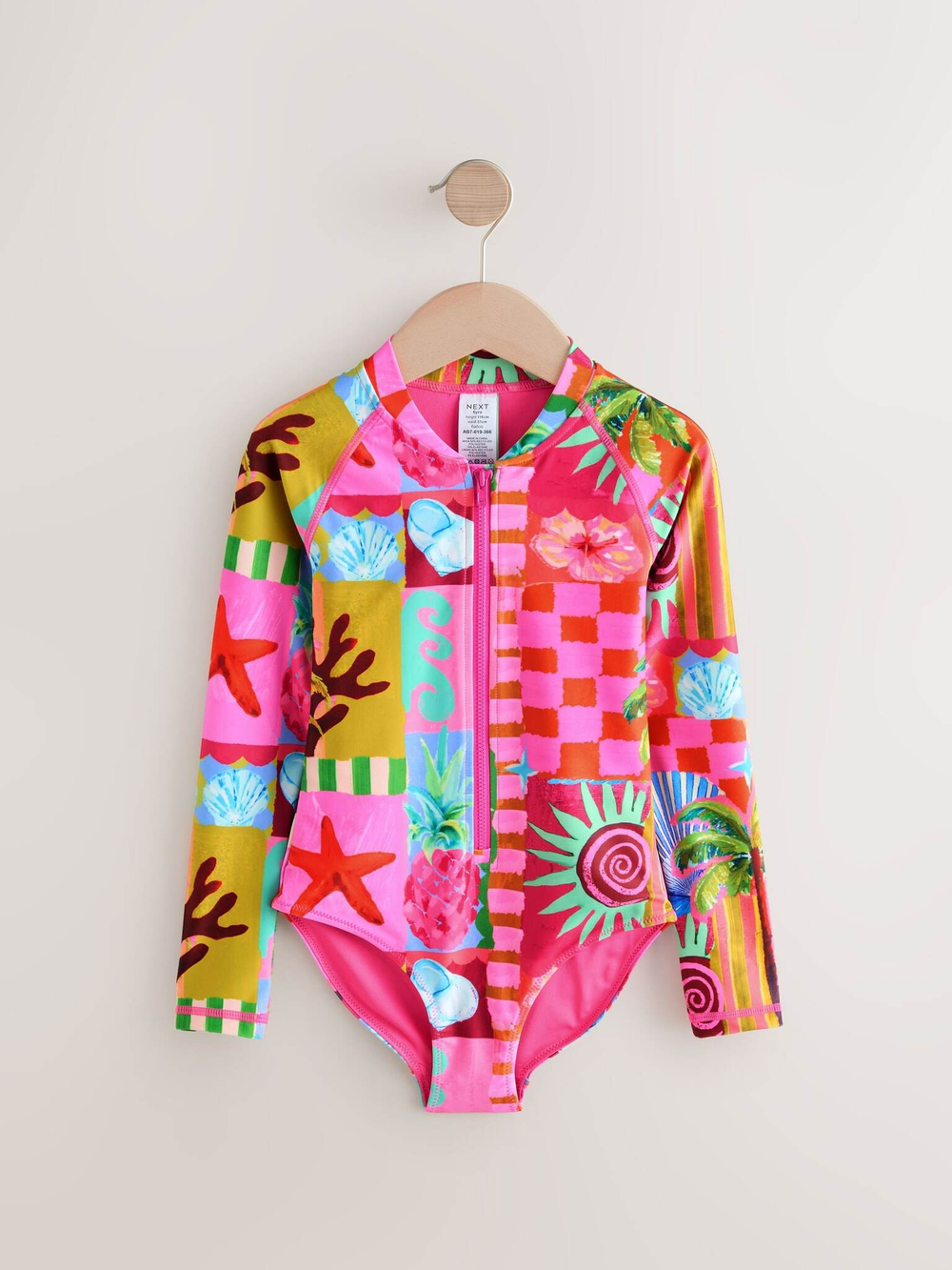 Купальник слитный на молнии для девочки Next AB7-019, Розовый
