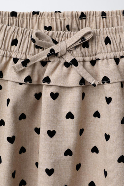 ZARA ЮБКА-ШОРТЫ С ФЛОКОВЫМ ПРИНТОМ, СВЕТЛО-БЕЖЕВЫЙ