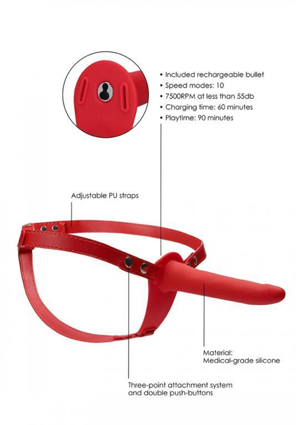 Страпон Adjustable с вибрацией