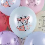 Шар (12''/30 см) Олененок в цветах, Ассорти, макарунс, 5 ст, 25 шт.