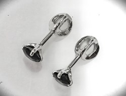 Серьги-пусеты Эстерелла с родированием и шпинелью, диаметр 5мм, длина 13мм