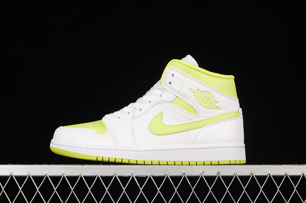 Купить кроссовки Jordan 1 Mid White Lime