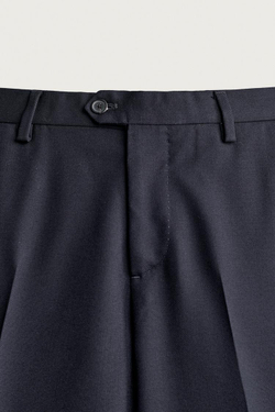 ZARA КОСТЮМНЫЕ БРЮКИ ИЗ 100% ШЕРСТИ, МОРСКОЙ СИНИЙ