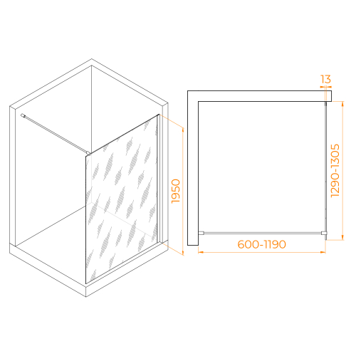 Душевая перегородка RGW WA-010 (Прозрачное, 1300)