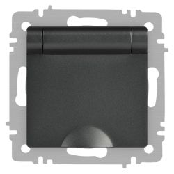 Розетка Intro Accent 6-203-07 2P+E Schuko с крышкой, 16А-250В, IP20, СУ, AL/CU, графит | Intro