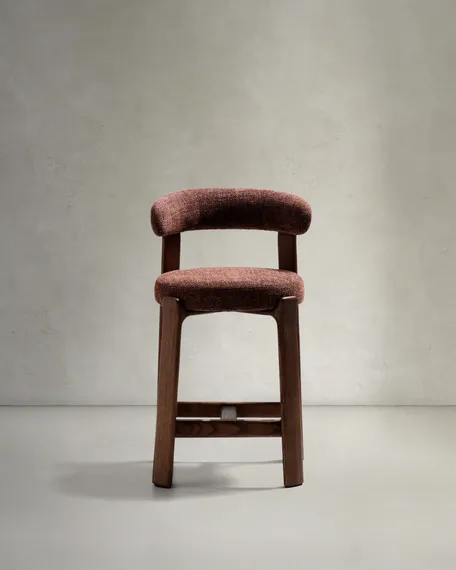 Полубарный стул Granite 65 см, коричневый шенилл, массив ясеня в цвете орех