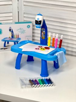 Доска для рисования с проектором, 12 фломастеров в комплекте (201171914) голубая