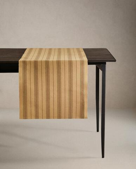 ZARA HOME СКАТЕРТЬ-ДОРОЖКА НА СТОЛ В ПОЛОСКУ, ОХРА