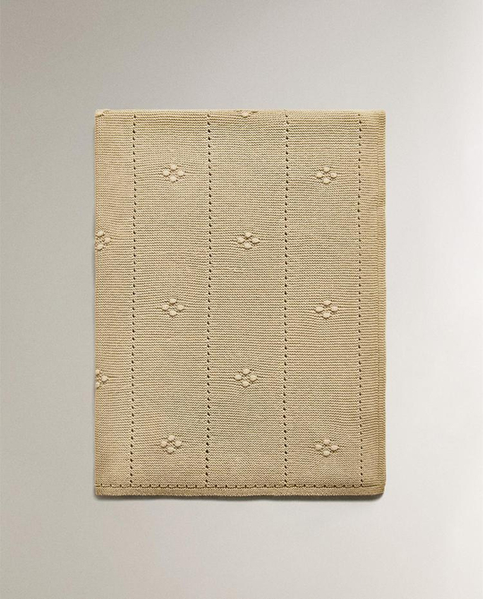 ZARA HOME ДЕТСКИЙ ВЯЗАНЫЙ ПЛЕД, ЗЕЛЕНЫЙ