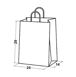 Крафт пакеты с кручеными ручками 28х24х14см 70гр/м коричневые (1/250шт)