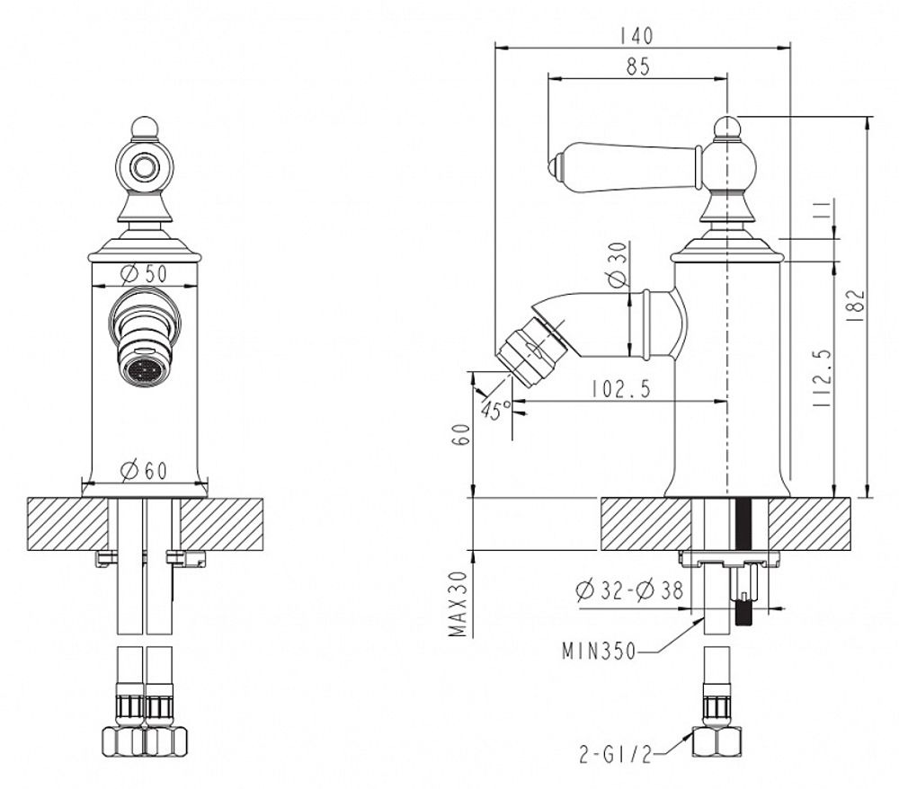 Смеситель для биде Bravat Art