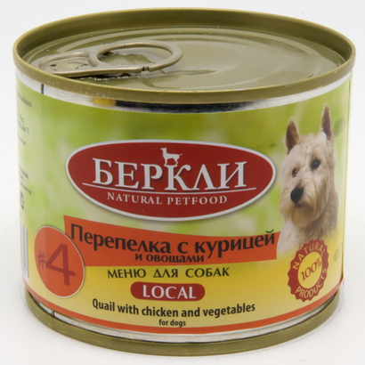 Berkley Dog Локал #4 Перепелка с курицей и овощами для собак