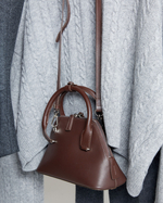 Сумка на молнии из натуральной кожи мини шоколадный