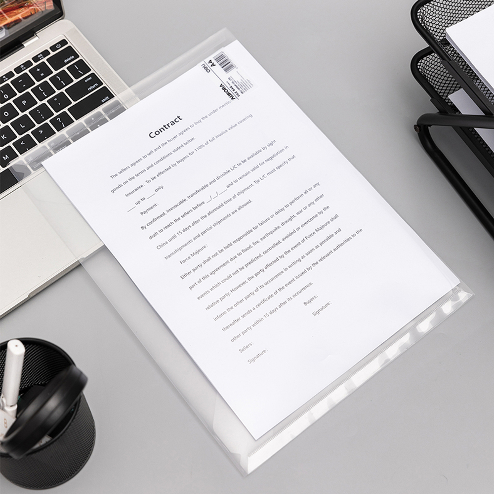 Папка-конверт на кнопке DELI "Aurora", А4, 0,12 мм, прозрачная