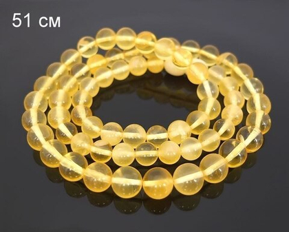 Бусы шары из полупрозрачного янтаря (61203)