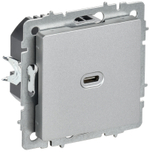 BRITE Розетка USB C 65Вт высокоскоростная зарядка РЮ12-1-БрА алюминий IEK