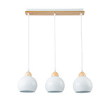 Подвесной светильник 3х40Вт Е27, металл/дерево/пластик, белый/дерево