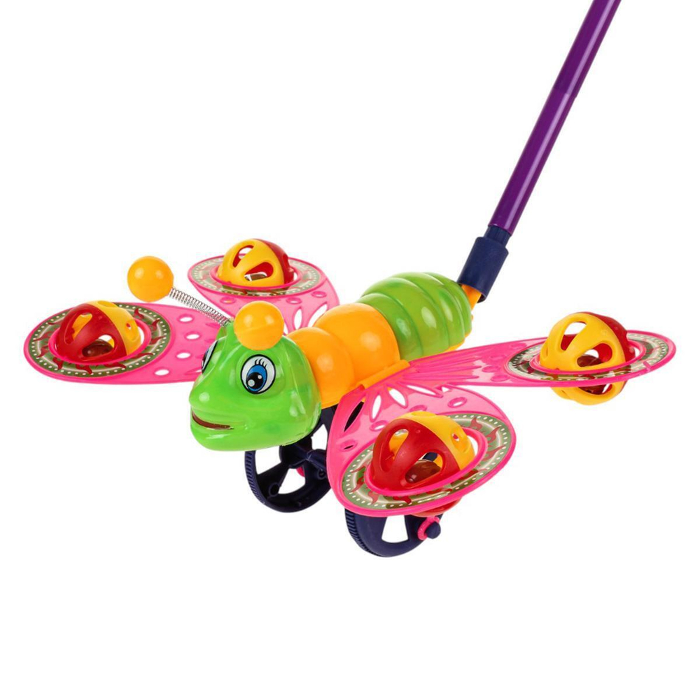 Каталка на палке Бабочка 51см, цвет желтый, пакет 336