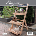 Подставка для цветов и декора напольная 3 полки из массива сосны Флорэль, деревянная этажерка для цветов на подоконник в стиле рустик, коричневая