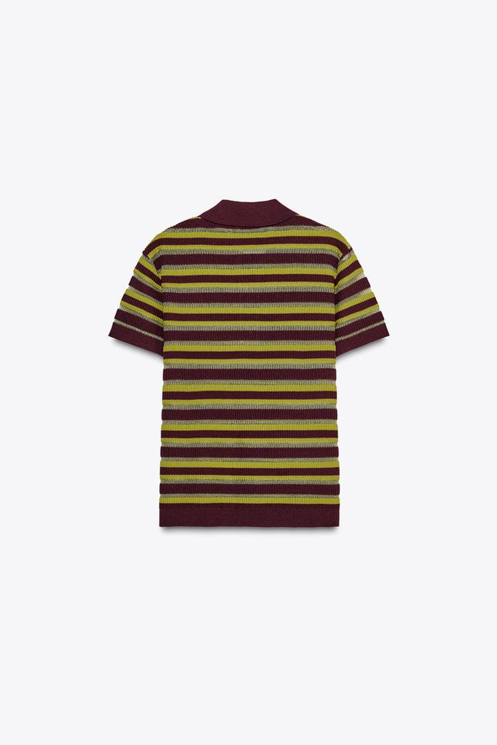 ZARA ТРИКОТАЖНЫЙ ТОП В ПОЛОСКУ С ВОРОТНИКОМ ПОЛО, ПОЛОСКИ