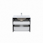 Тумба с умывальником IDDIS Cloud, подвесная, 60 см, белая/черный мрамор, CLO60B0i95K