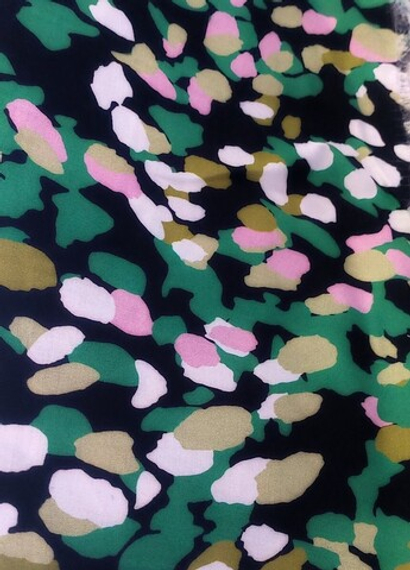 штапель принт геометрия зеленый/розовый/беж на черном D80